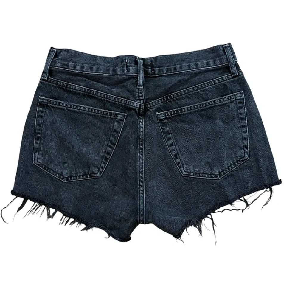 AGOLDE Parker Vintage cut Off Short Crash Black Wash Raw Hem Distressed Size 25